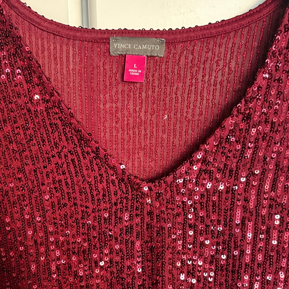 Vince Camuto Burgundy Sequin Blouse